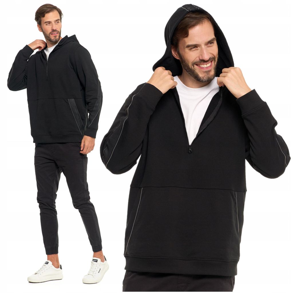Moraj Herren Sweatjacke mit Kapuze – Schwarz, Größe L, bequem