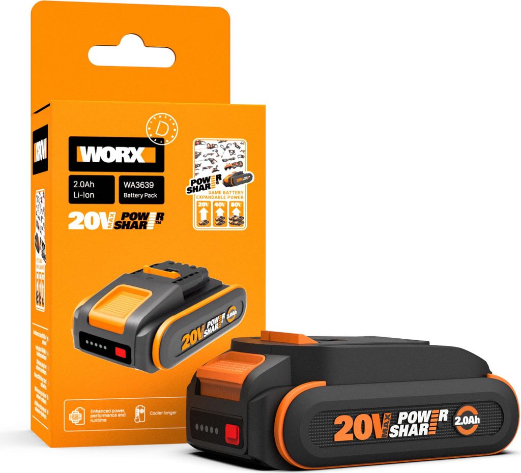 WORX-Batterie, 20 V, 2 Ah Wa3639 Lithium-Ionen Produktbild 