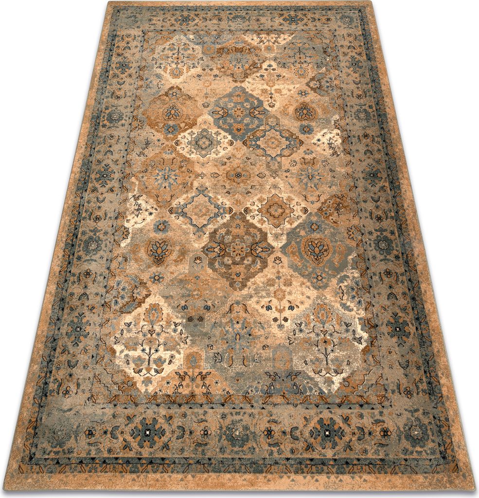 Wollteppich POLONIA Azer Rahmen orientalisch beige beige 200x300 cm