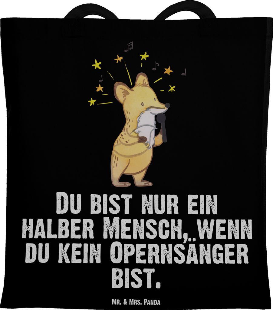 Mr. & Mrs. Panda Jutebeutel Opernsänger Herz - Schwarz - Geschenk, Laptoptasche, Schultasche, Tasche, Einkaufstasche, Beutel