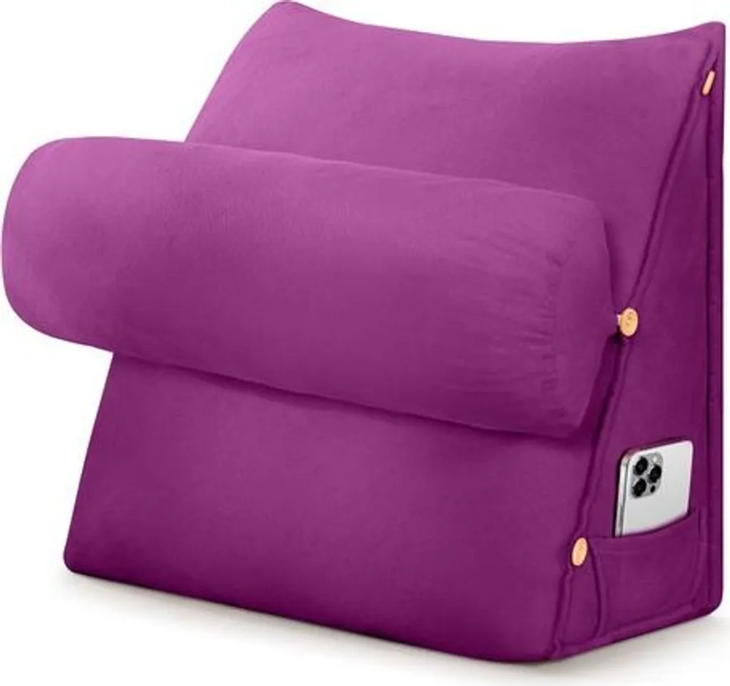 Coussin cunéiforme triangulaire violet avec appui-tête réglable pour lit - 2