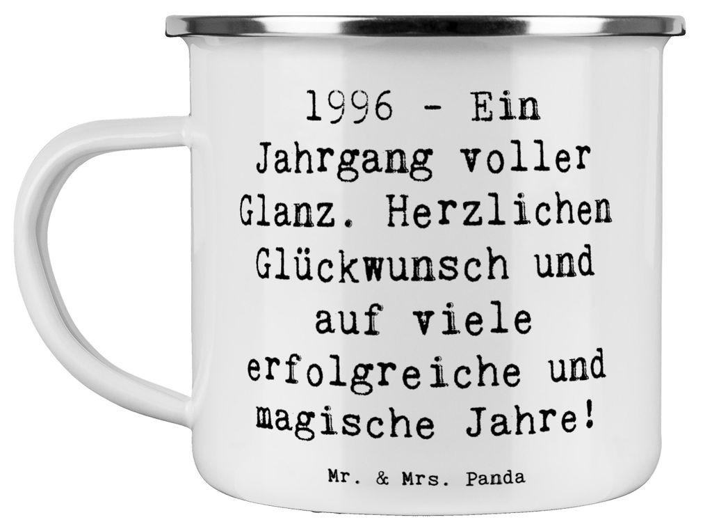 Mr. & Mrs. Panda Pott Spruch 1996 Geburtstag - Weiß - Geschenk, Alles gut zum, feiern, besondere Anlässe, Emaille Tasse, Geburtstagsfeier, Kaffee...