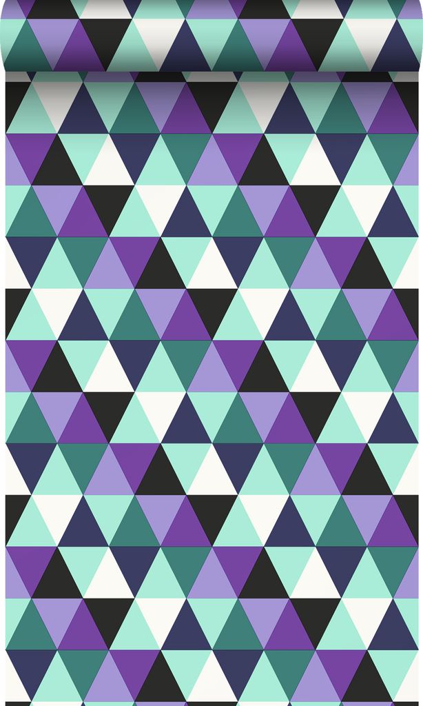 Origin Wallcoverings Tapete grafische Dreiecke Lila und Hellazurblau 53 cm x 10.05 m