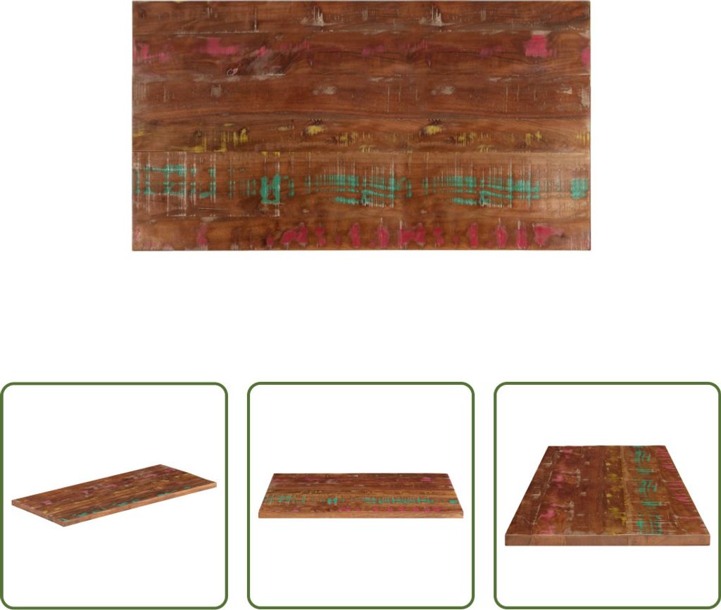 The Living Store Tischplatte 100x70x2,5 cm Rechteckig Altholz Massiv