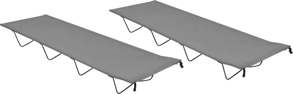 Lits de camping en tissu Oxford et acier gris - Pack de 2 lits 180cm