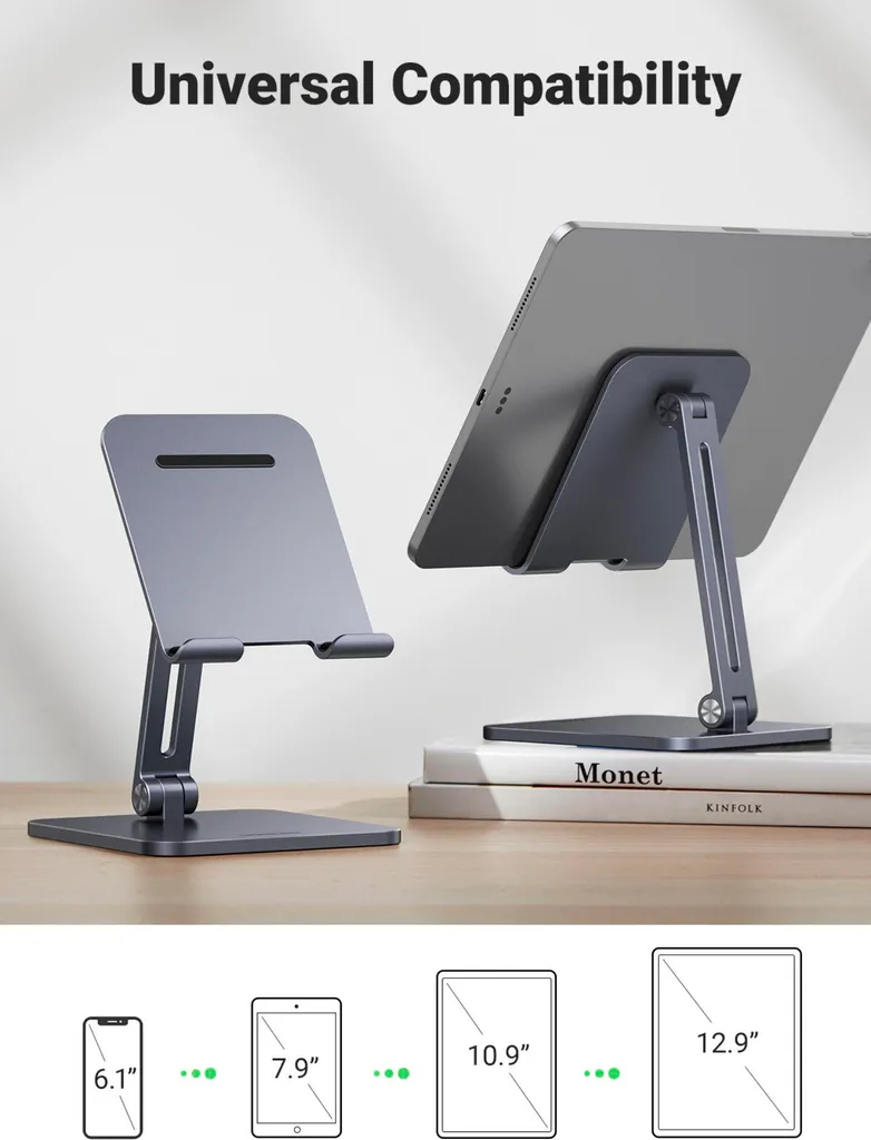 UGREEN 40393 Support de Tablette Pliable et Multi-angle en Aluminium Gris