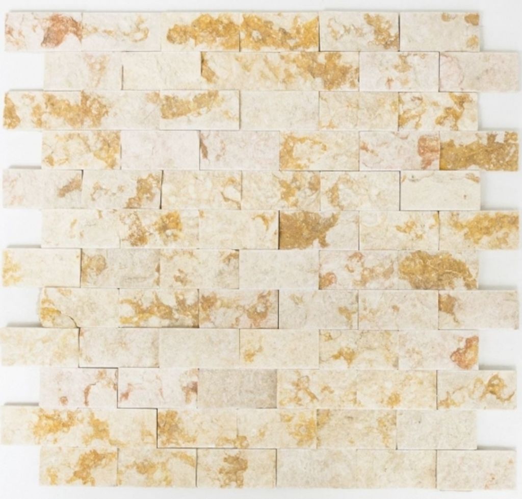 Mosaik Fliese Marmor Naturstein Brick Splitface sunny beige 3 D MOS42-X3D46