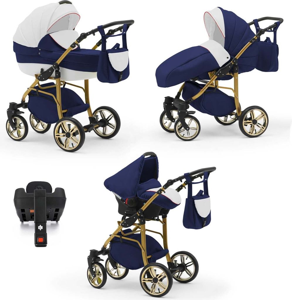 Kinderwagen 5 in 1 Neo Gold inkl. Sportsitz, Autositz und Iso Base - 17 Teile - in 22 Farben