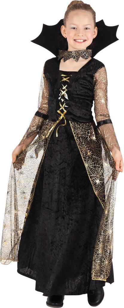 Spinnenkönigin - Halloween Kostüm Kinder Mädchen Kindergröße: 110-122