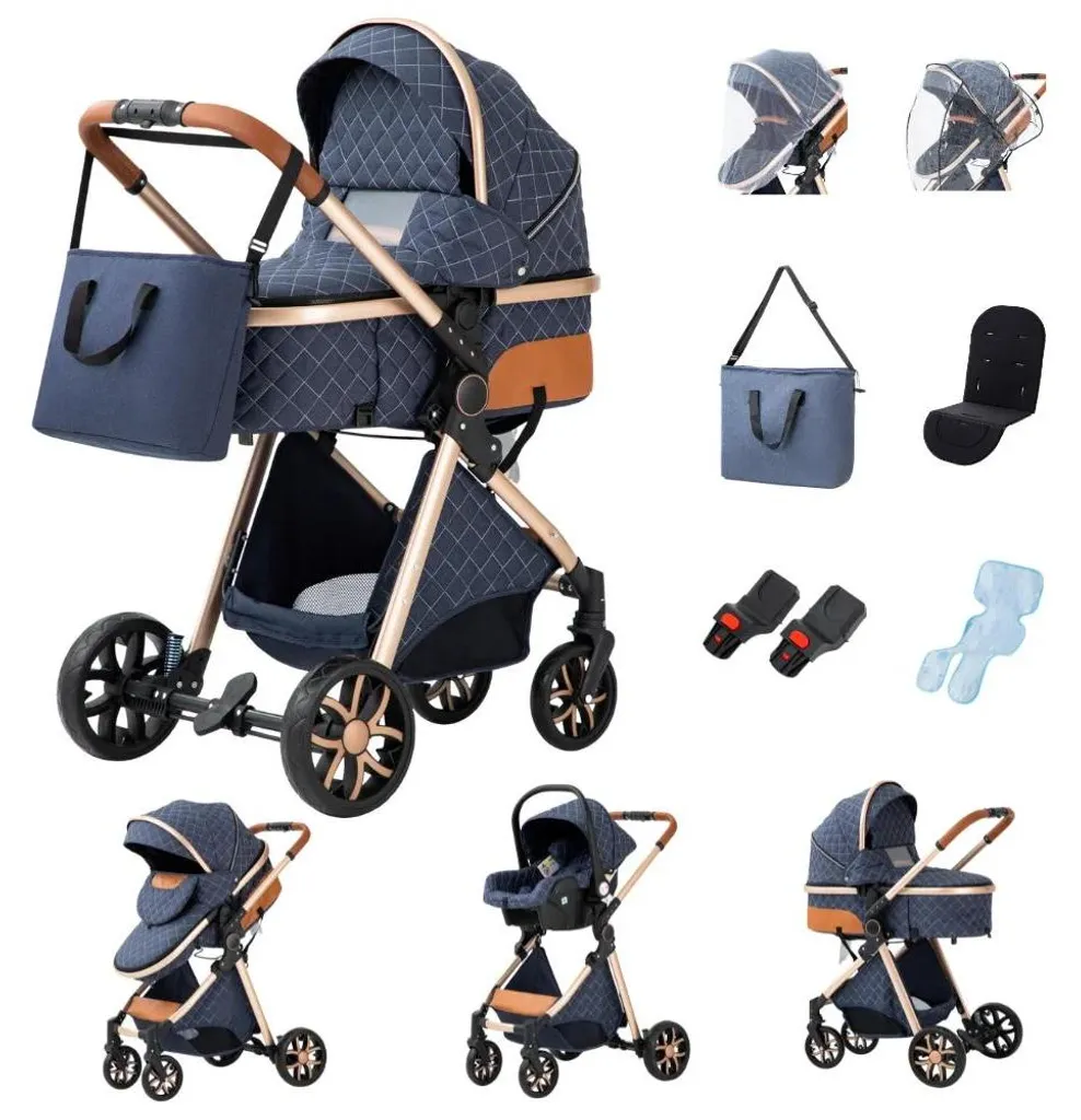 Poussette LV9 BLEU pliable : la solution légère pour petits appartements