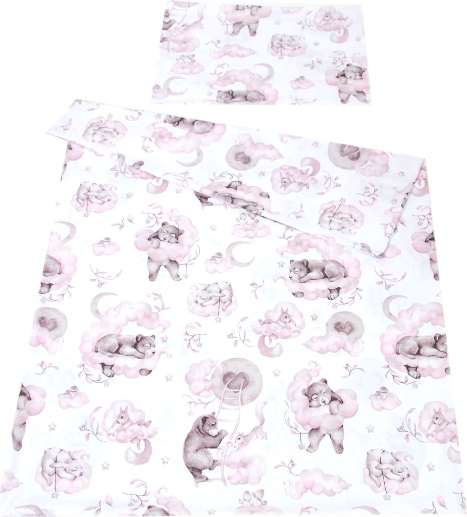 BABYLUX Kinderbettwäsche 2 Tlg. 100 x 135cm Bettwäsche 128. Bär Rosa