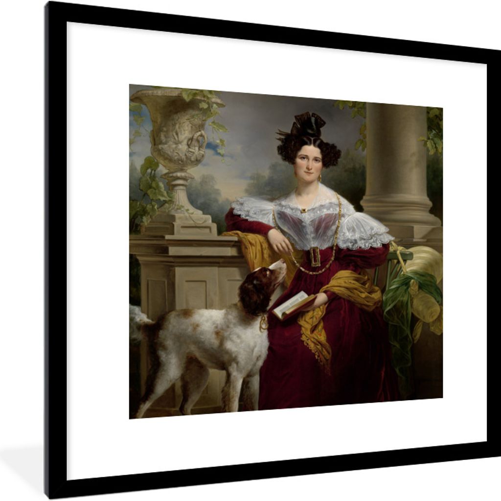 MuchoWow Gerahmtes Poster Porträt von Alida Christina Assink - Gemälde von Jan Adam Kruseman 40x40 cm - Poster mit Schwarzem Bilderrahmen Wandp...