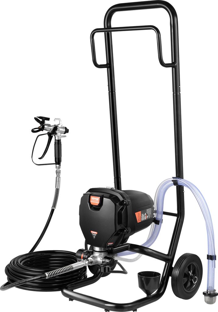 VEVOR Rollbares Airless-Farbspritzgerät 750 W 3000 psi Elektrisches Spritzgerät Spritzlackiermaschine Hochdruck-Farbsprühsystem mit 7.6m Schlauc...