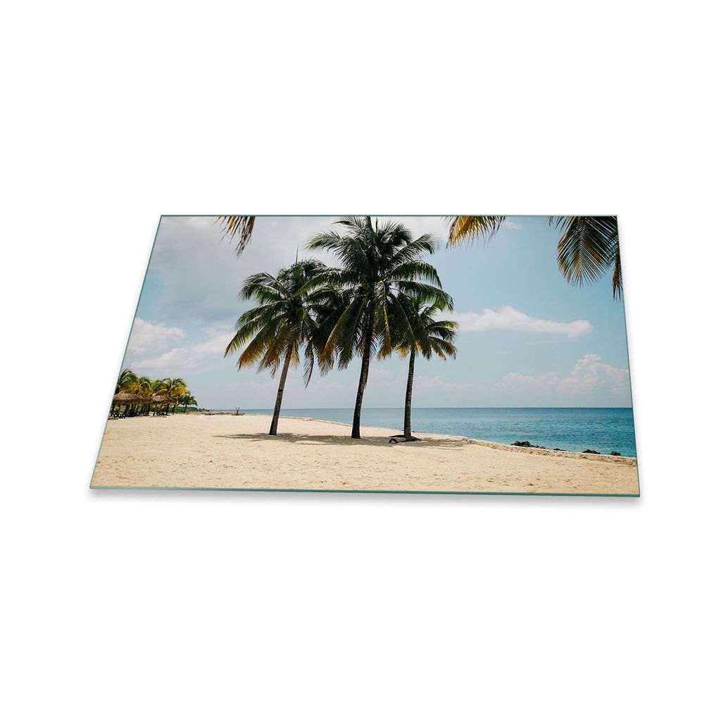 Herdabdeckplatte Glaskeramik 1 Teilig 80x52 Strand Gelb Abdeckung Glas Spritzschutz