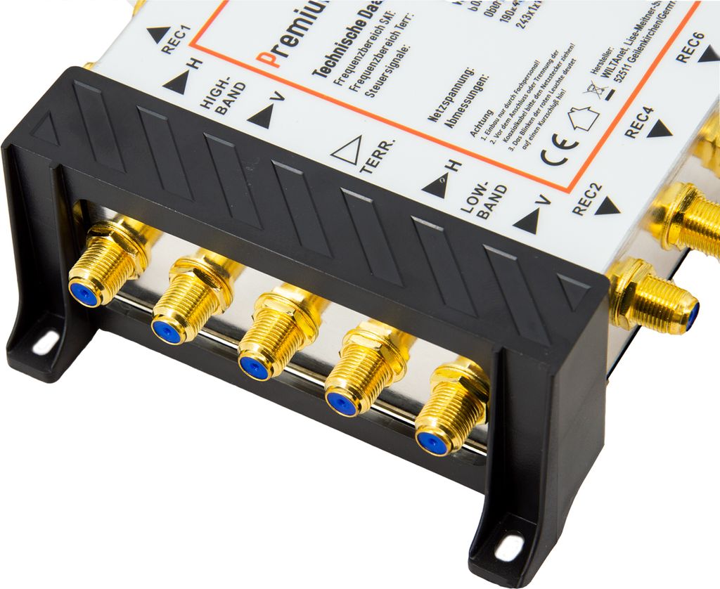 PremiumX PXMS Multiswitch 9/12 met voeding - 2 satellietposities op 12 uitgangen - Ondersteunt Digital HDTV FullHD 4K UHD 8K Compatibel