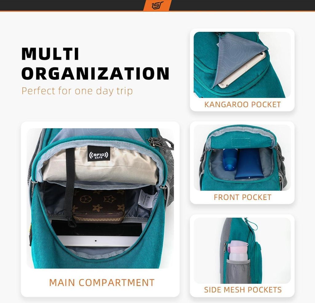 Sac Bandoulière SKYSPER Anti-vol - Sac De Poitrine Léger Homme Femme - Idéal Ville, Voyage, Randonnée Urbaine