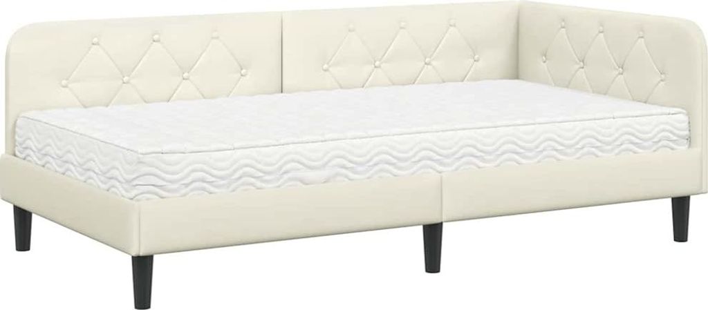 vidaXL Eckbettgestell Creme 90 x 200 cm Samt