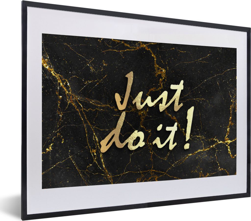 MuchoWow Gerahmtes Poster Zitat - Motivation - Marmor 40x30 cm - Poster mit Schwarzem Bilderrahmen Wandposter Rahmen Foto Bilder - Bilderrahmen -...
