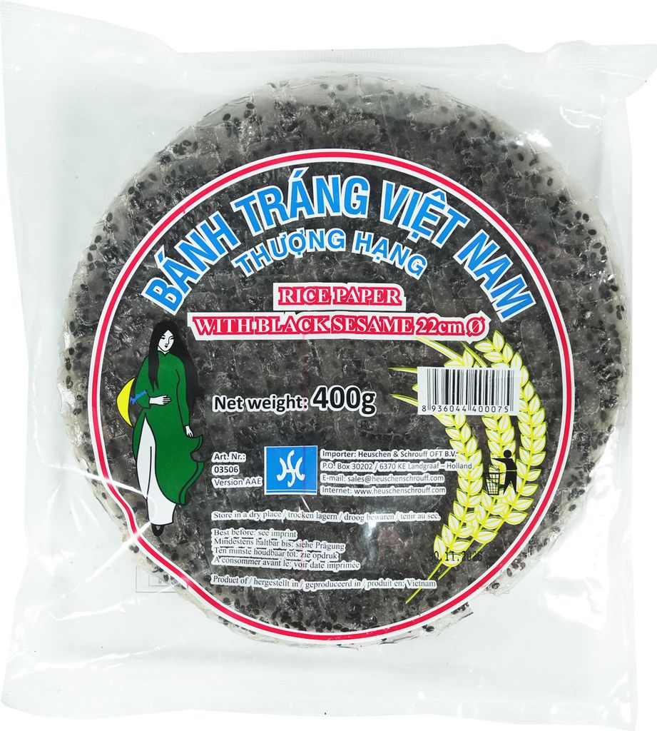 Reispapier mit schwarzer Sesam 22cm (brüchig) 400g Produktbild 