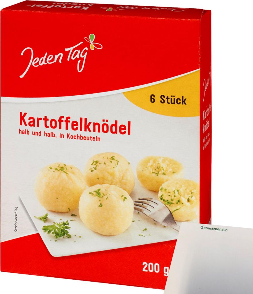 Jeden Tag 6 Kartoffel-Knödel im Kochbeutel (200g Packung) + usy Block