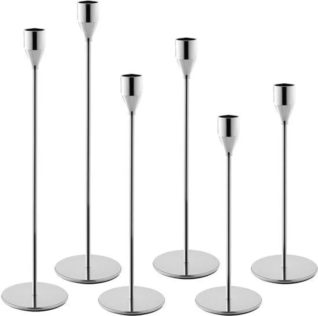 Bougeoir en argent pour mariage et réception chic lot de 6 décorations