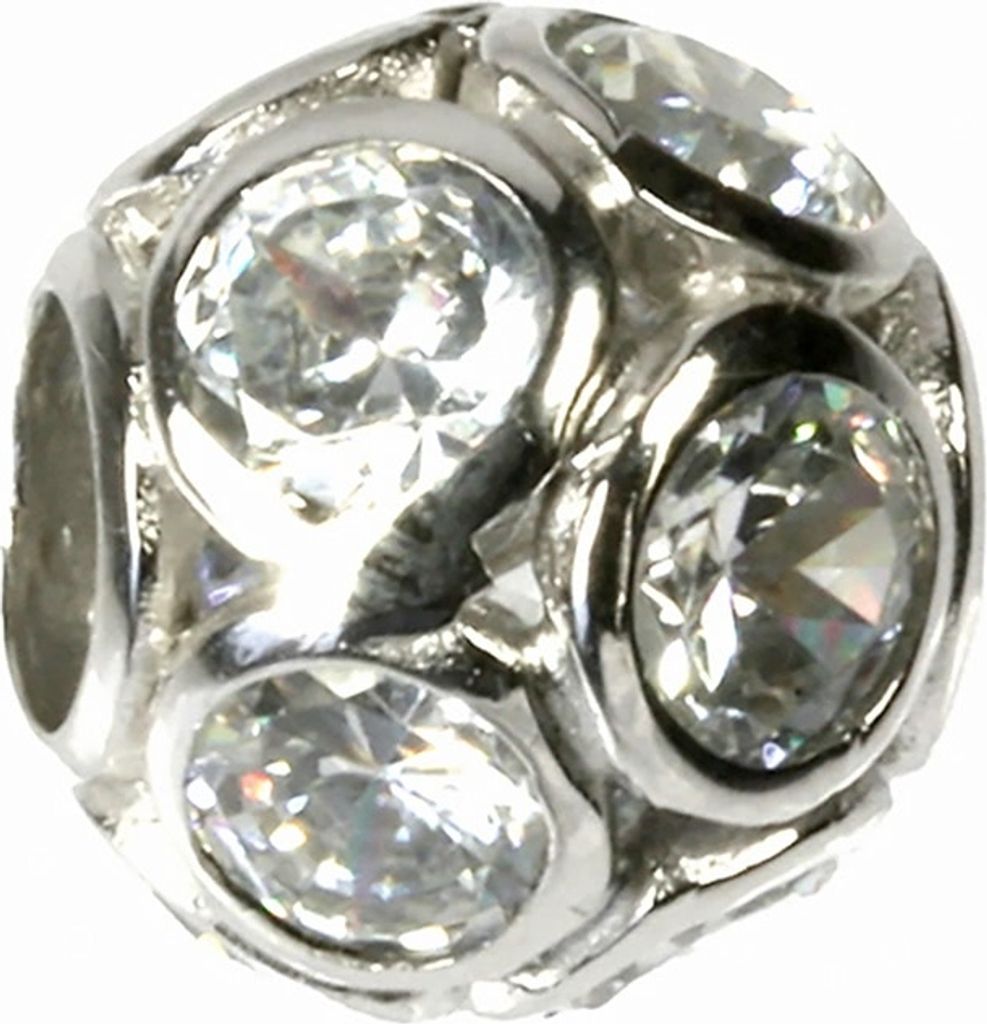 CarloBiagi Bead Charm Schmuck Element Sphären Zirkonia Echt Silber BBSCZP04C