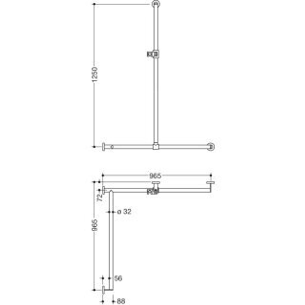 HEWI 900.35.30440 98 DUHA, d:32, li, A1:1250, W1/W2:965,