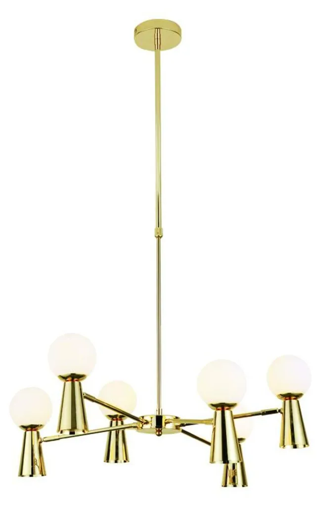 Lustre Moderne Salon KIMOLOS, Suspension Design Dorée 12 Lumières D72