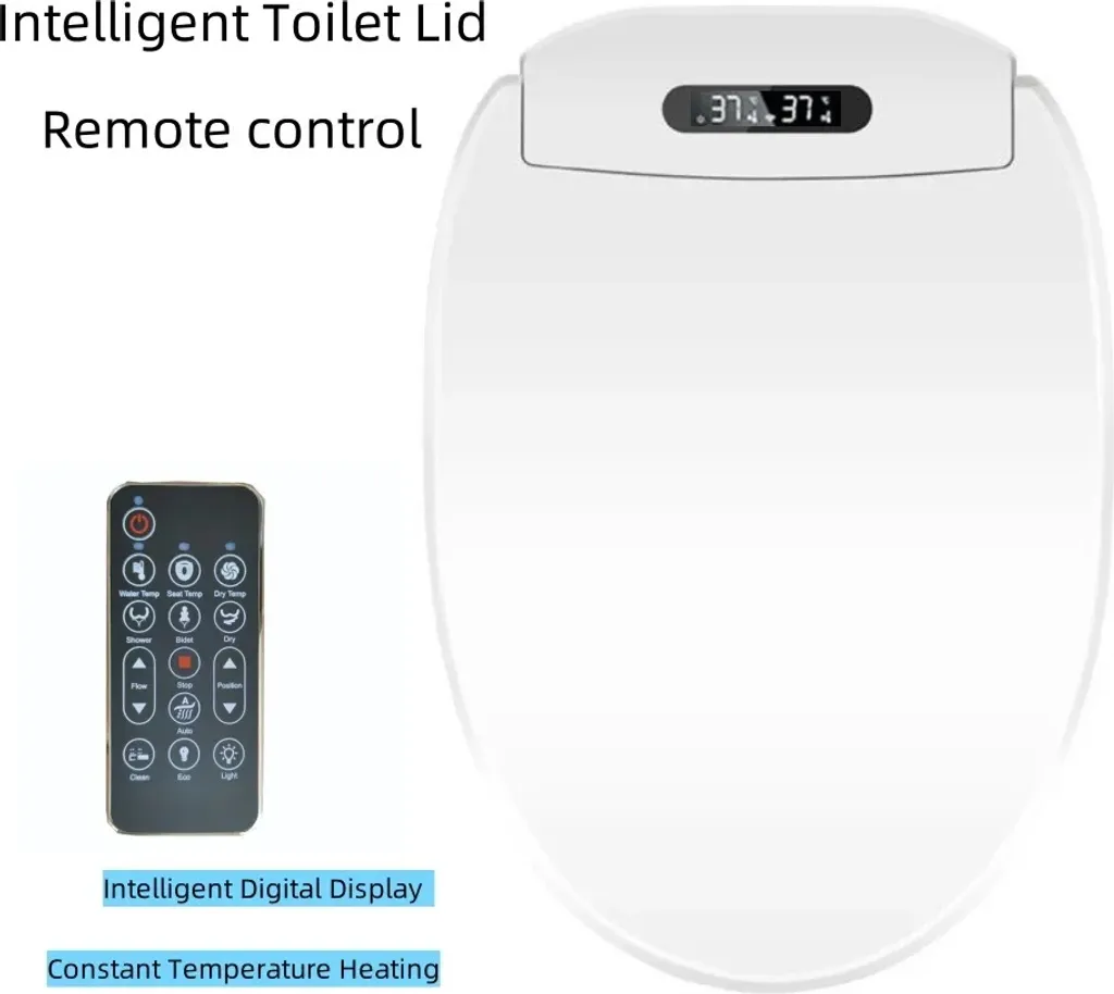 Siège de toilettes intelligent chauffant 220V avec télécommande blanc - 2