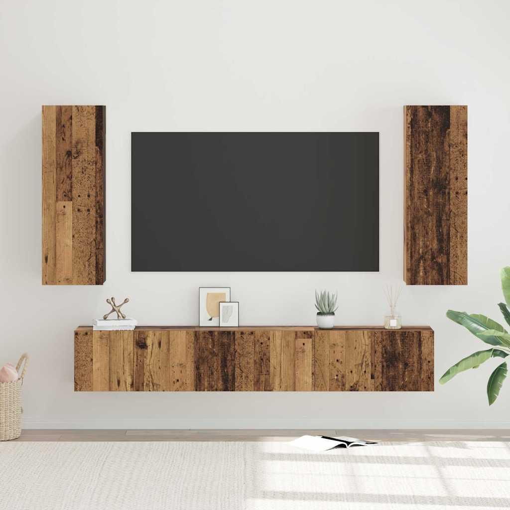Möbel TV-Schrank-Set 4er set Altholz 30,5 x 30 x 90 cm Holzwerkstoff TV-Schränke20259199