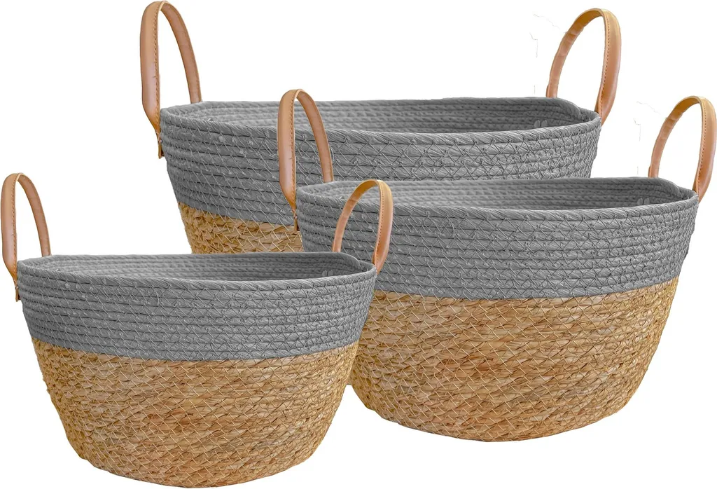 Ensemble de Paniers Naturels Tutumi 223K16 3 Beige - Set de Rangement
