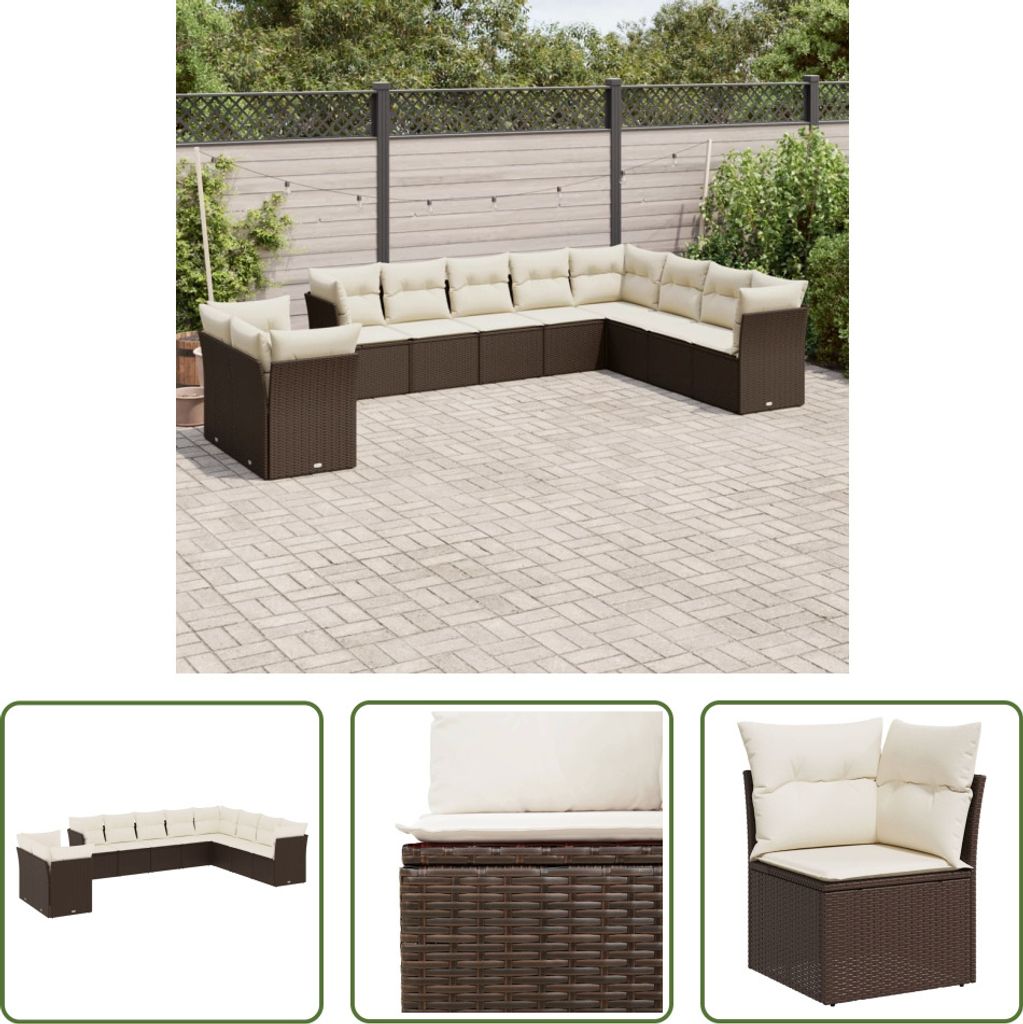 The Living Store 10-tlg. Garten-Sofagarnitur mit Kissen Produktbild 