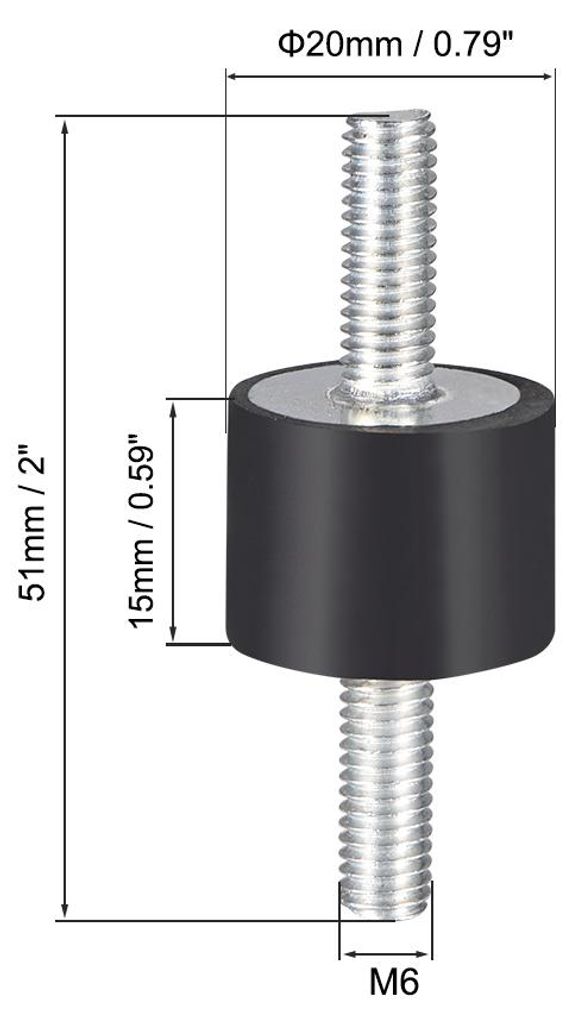 5 Stk. Gummilager 20 x 15mm Schwingungsd?mpfer Sto?d?mpfer mit M6 x 18mm Bolzen