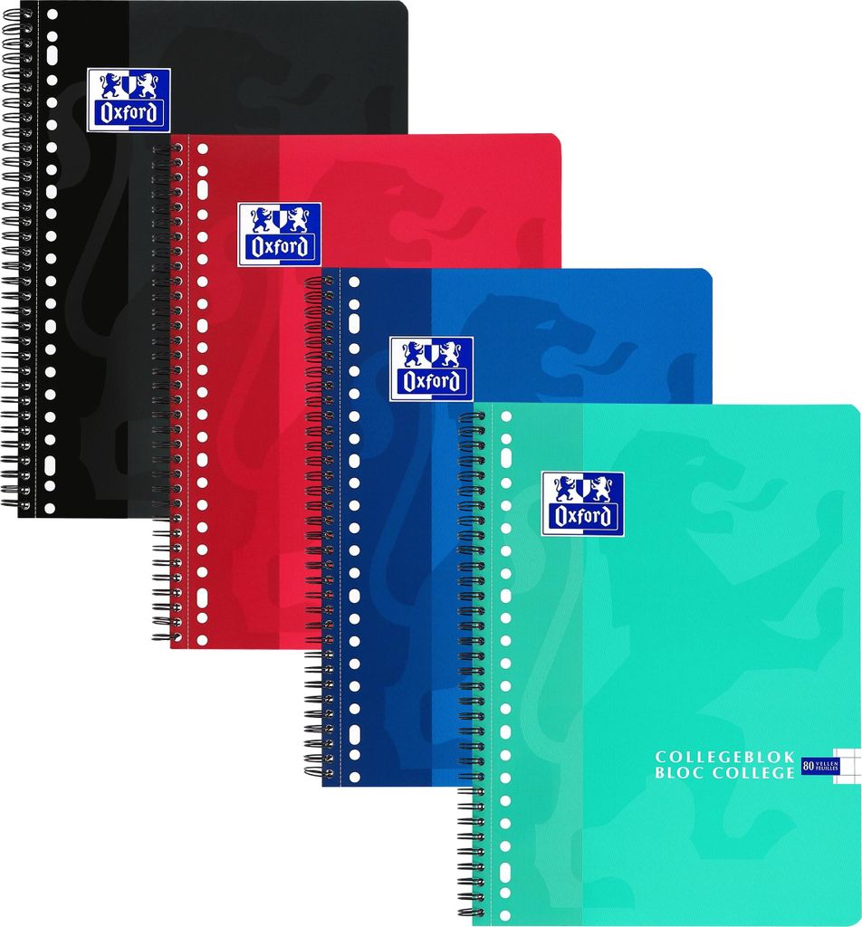 Oxford - Collegeblock Schule A4 Raute 10x10mm 23-Loch 160 Seiten 80gr sortiert | 10 Stück
