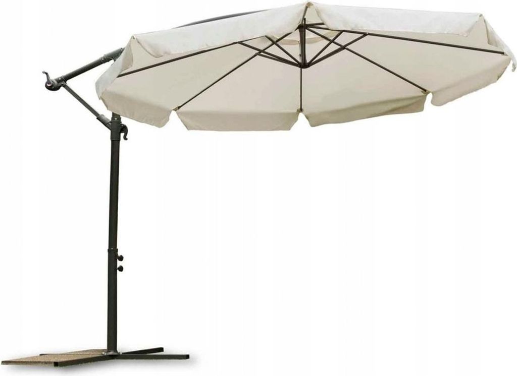 Parasol ogrodowy składany 8 segmentów beżowy 350cm