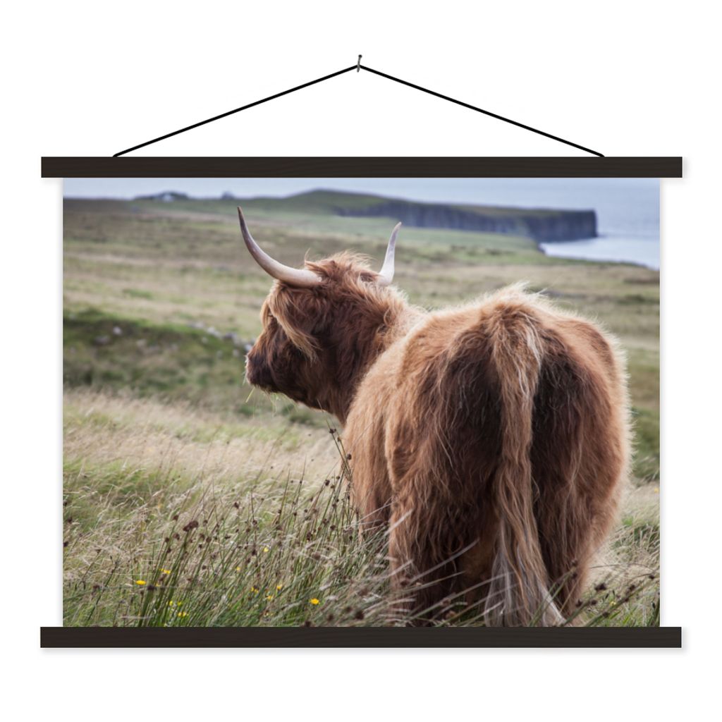 MuchoWow Textilposter Schottische Highlander - Natur - Meer 150x113 cm mit schwarzem Rahmen - Wohnzimmer