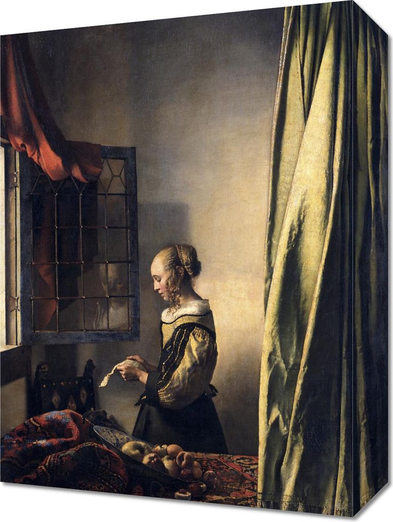 Bild 30x40cm Mädchen liest einen Brief, Vermeer Vintage fürs Wohnzimmer