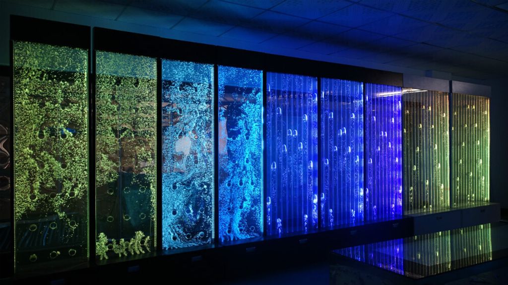 Wandpaneel Wasserblasen LED Wasserwand Designer Wasser Wand Beleuchtete 400cm