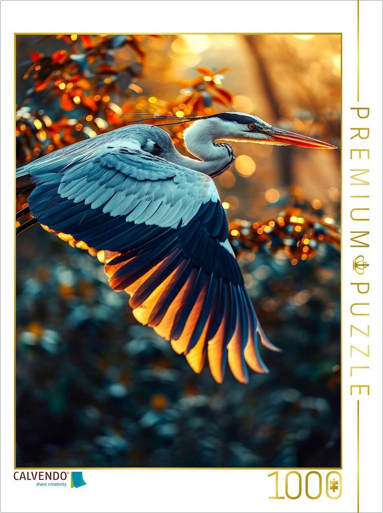 CALVENDO Puzzle Graureiher | 1000 Teile Lege-Größe 64x48cm Foto-Puzzle für glückliche Stunden