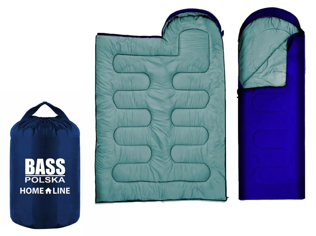 Sac de couchage camping et voyage 2 en 1 bleu idéal pour nuits fraîches