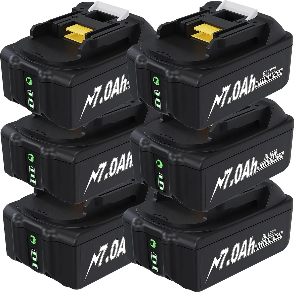 Batterie Li-Ion 18V 7000mAh pour Makita BL1830 avec Cellules 18650 Or
