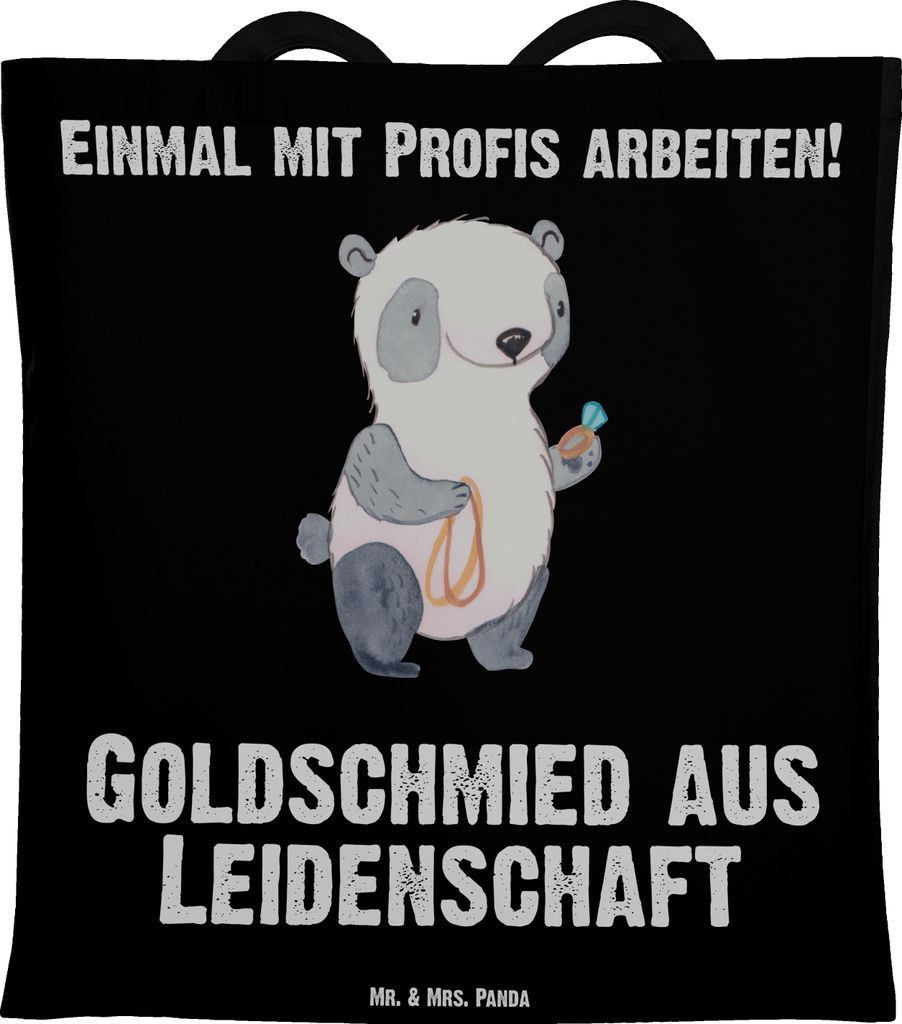 Mr. & Mrs. Panda Tote Bag Goldschmied Leidenschaft - Schwarz - Geschenk, Laptoptasche, Juwelier, Unitasche, Jutebeutel, Lustig, Tasche, Spruch, Sch...