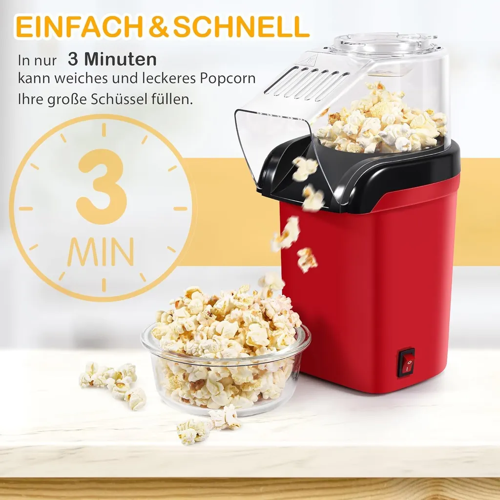 Machine Pop-corn Rapide 3 Min ZELURXX - Utilisation Facile sans Huile - 3