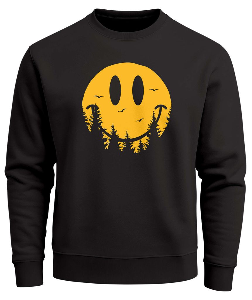 Sweatshirt Herren Frontprint Pullover mit Smile Print Outdoor Fashion Streetwear Aufdruck Grafik Pulli Neverless