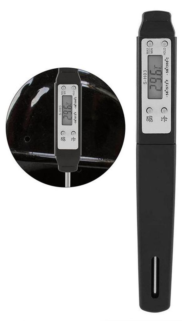 Digital Fleischthermometer Küchentool 0,1°C Genauigkeit Edelstahl Sonde mit Schutzrohr tragbar für Küche Grill Backen Babynahrung