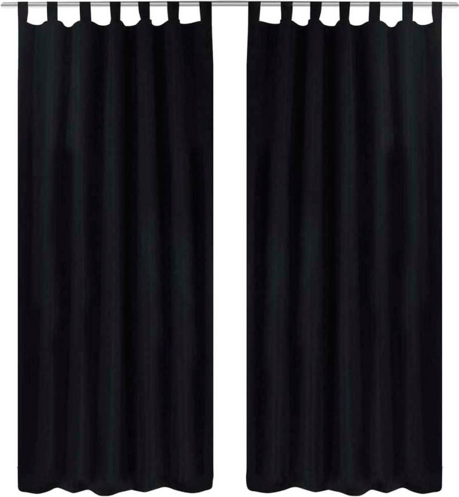 Vorhänge Gardinen aus Satin 2-teilig 140 x 245 cm Schwarz