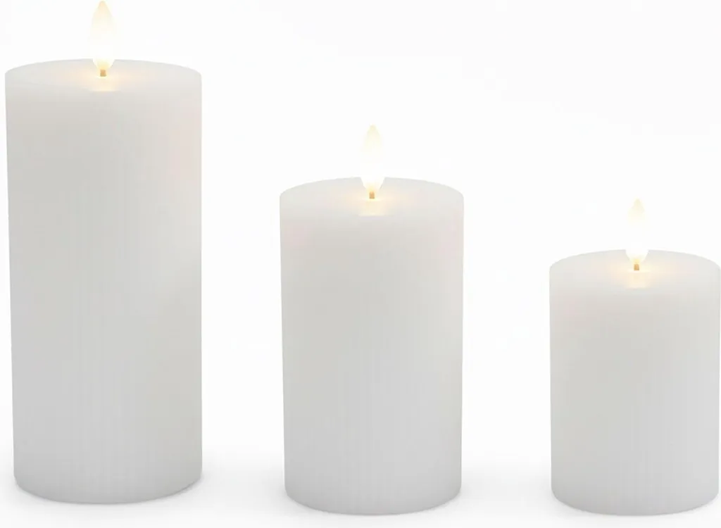 Bougies sans flamme à cire véritable LED, lot de 3 avec télécommande