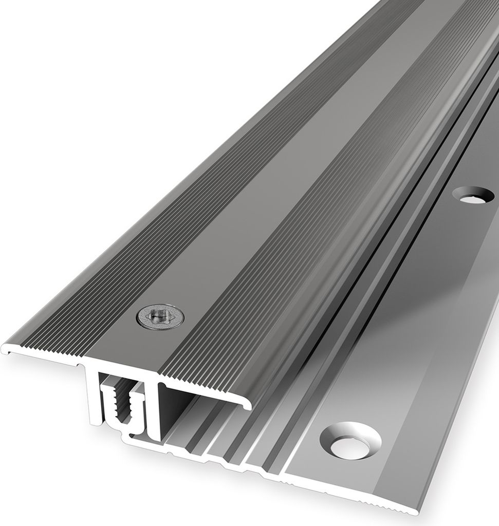 PROVISTON | Übergangsprofil | Laminatausgleich | Breite: 34 mm | Höhenausgleich: 6.5 - 16 mm | Länge: 1000 mm | Aluminiumprofil | Edelstahloptik...