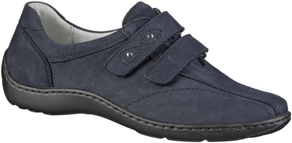 Waldläufer Henni 20 komfortable Damen Nubukleder Halbschuhe in marine, Extra-Weite H, Pro Aktiv Leder Fußbett
