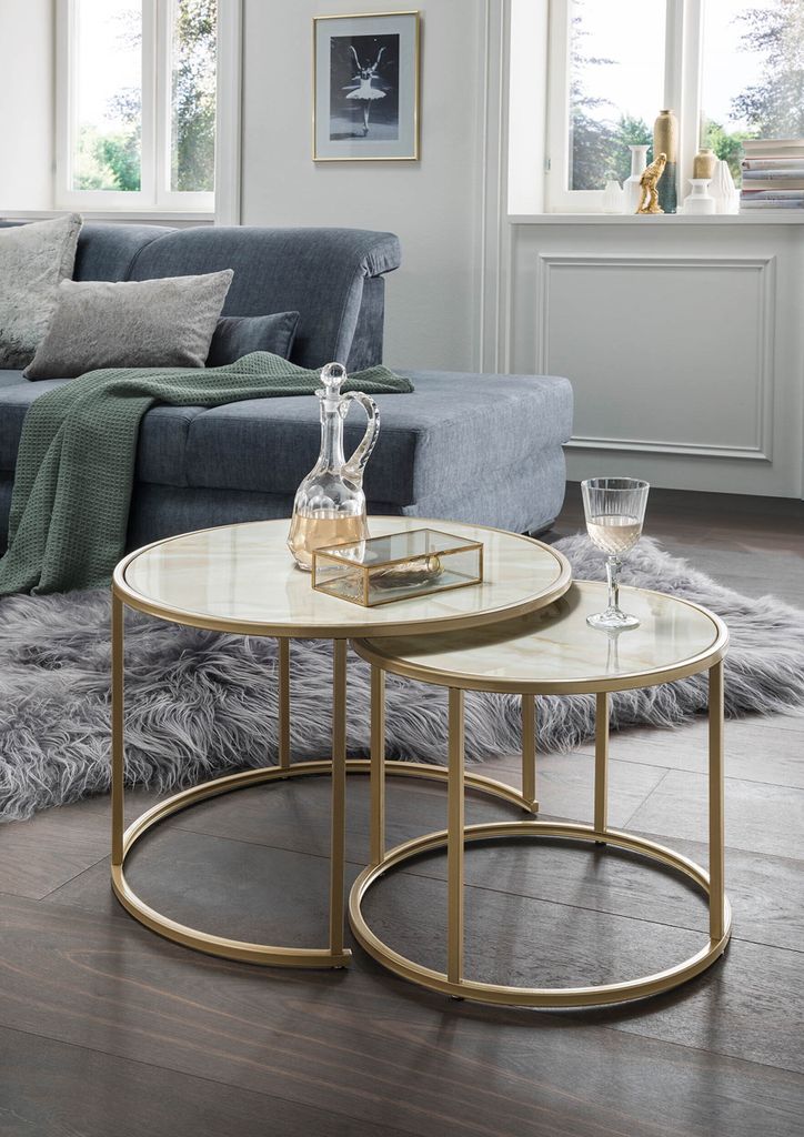 Concept Santos Couchtisch 2er-Set Glas - Metallgestell Produktbild 